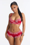 Niki 2 Piece Crotchless Lace Bra And Boyshort Set in Size M
